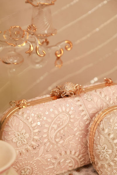 Rhea Threadwork Clutch - Peach
