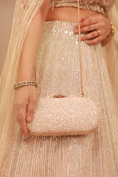Rhea Threadwork Clutch - Peach
