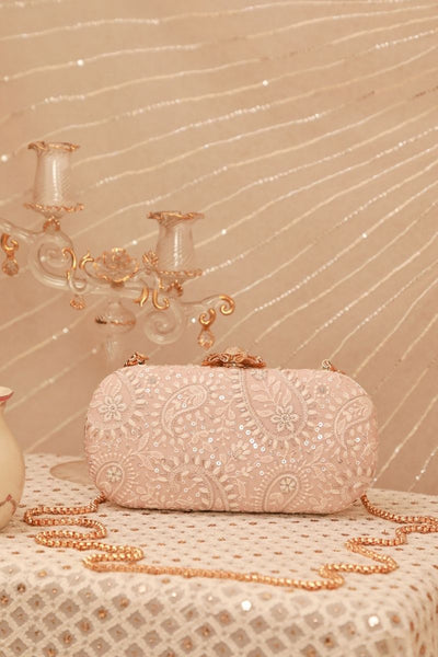 Rhea Threadwork Clutch - Peach