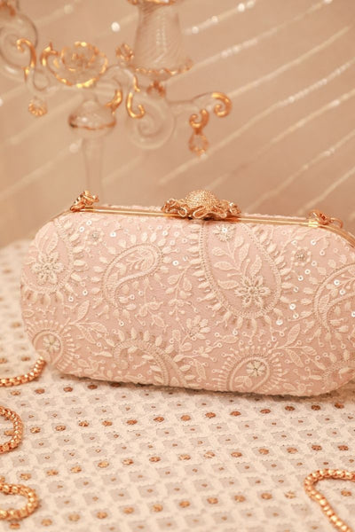 Rhea Threadwork Clutch - Peach