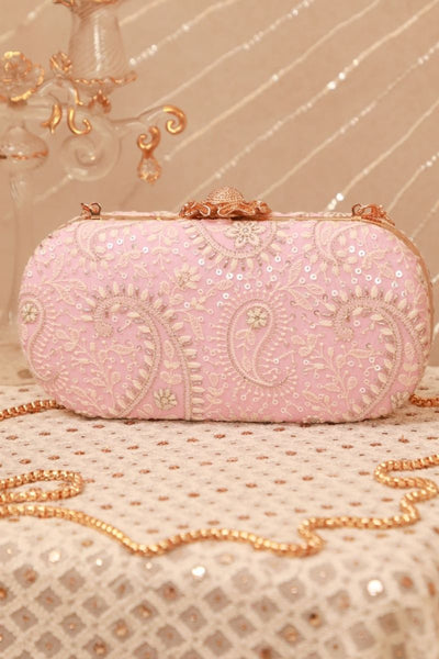 Rhea Threadwork Clutch - Pink