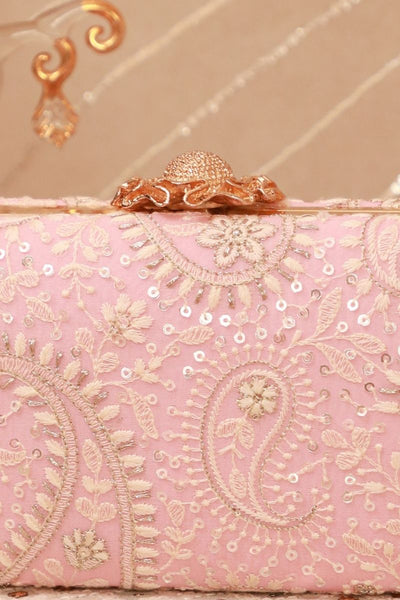 Rhea Threadwork Clutch - Pink