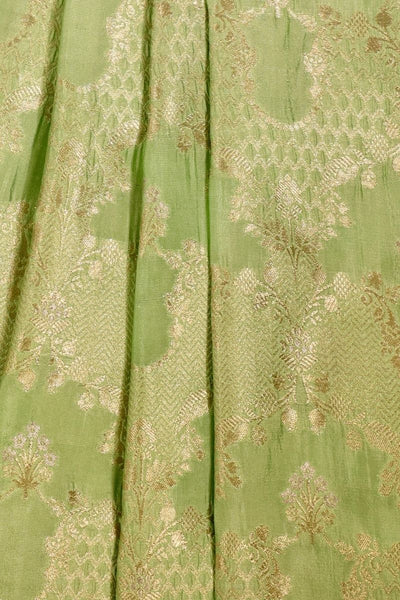 Rivah Handloom Dupion Silk Gold Zari Fabric - Green