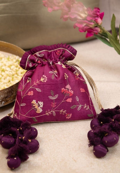Rua Embroidered Potli - Purple