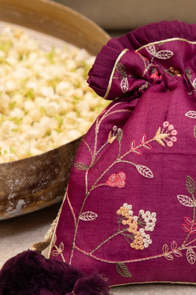 Rua Embroidered Potli - Purple