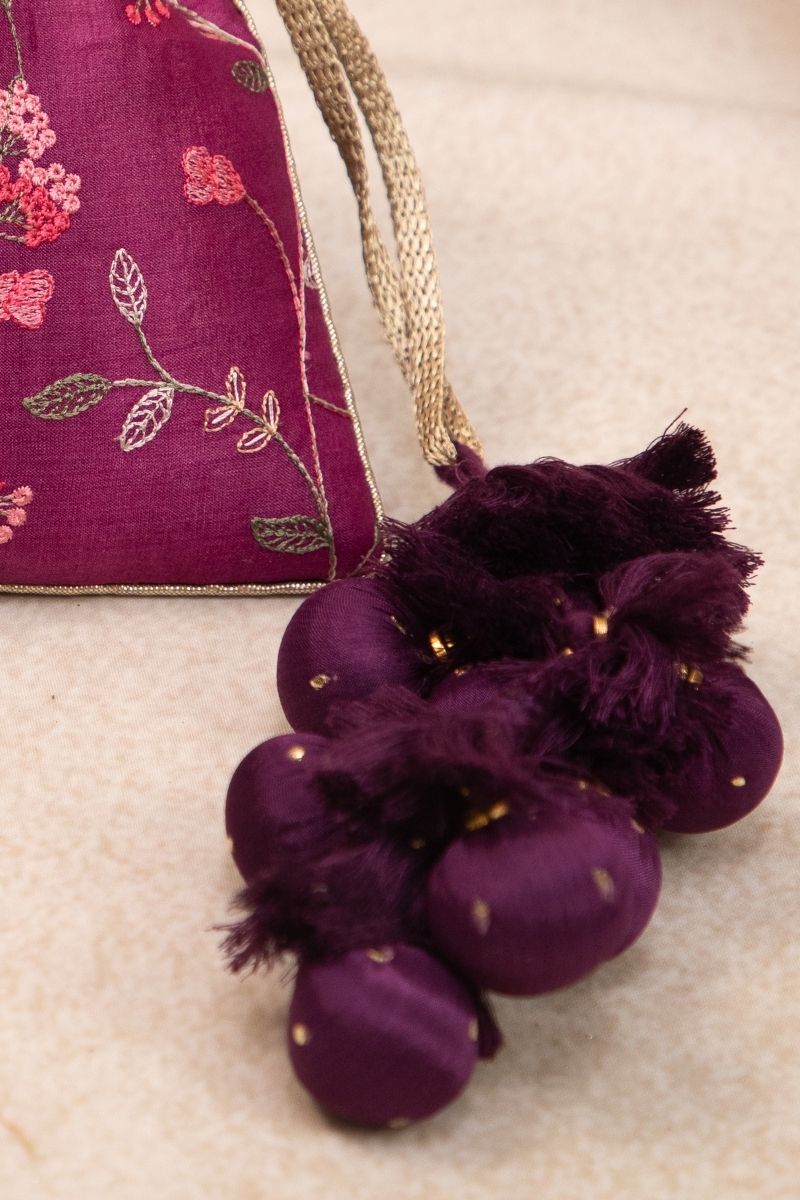 Rua Embroidered Potli - Purple