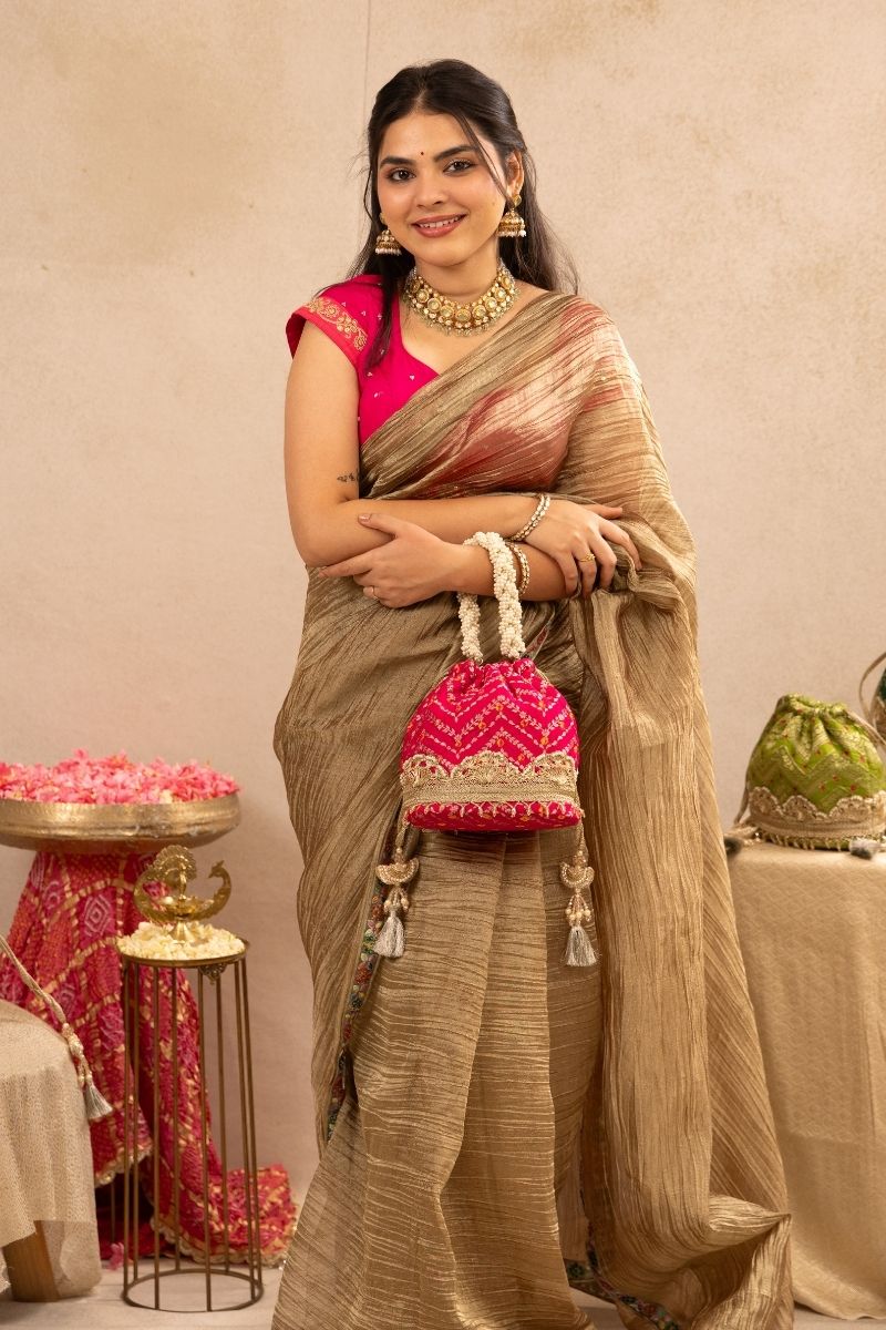 Rumani Bandhani Bucket Bag - Pink