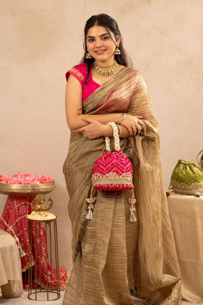 Rumani Bandhani Bucket Bag - Pink