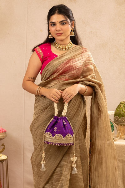 Rumani Bandhani Bucket Bag - Violet