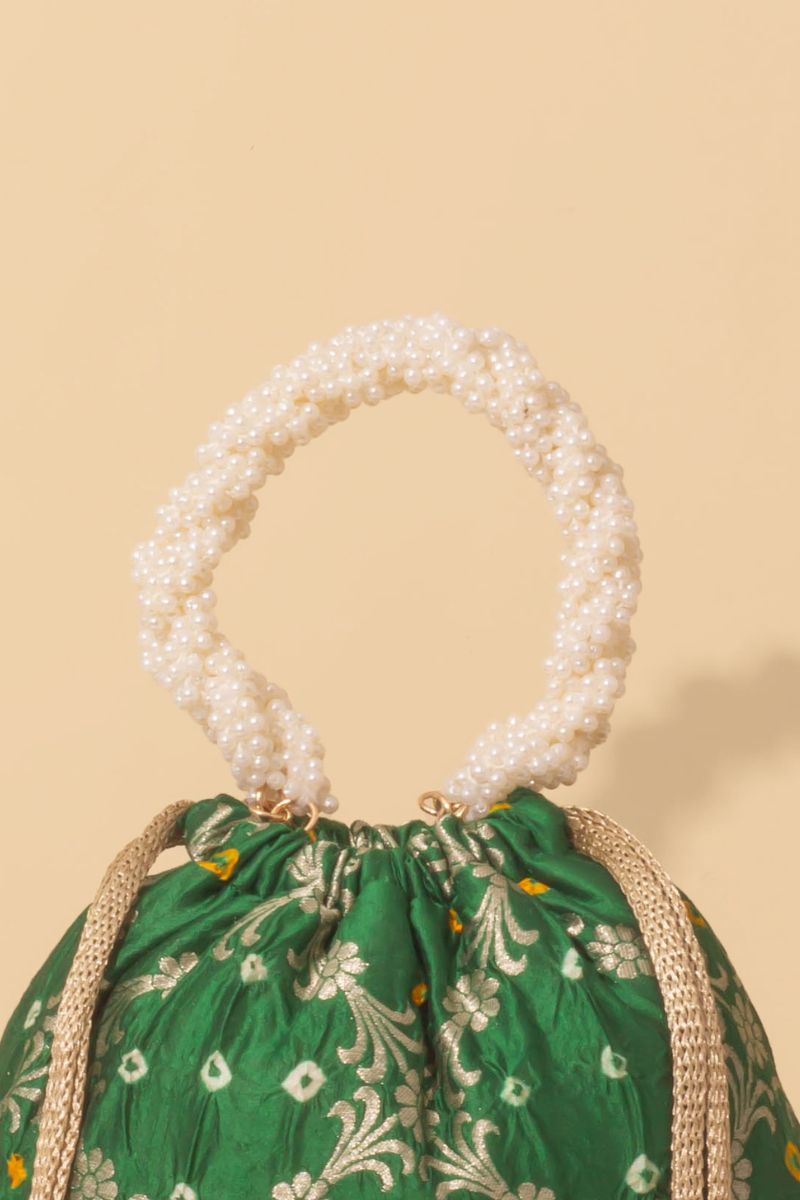 Rumani Bandhani Bucket Bag - Green