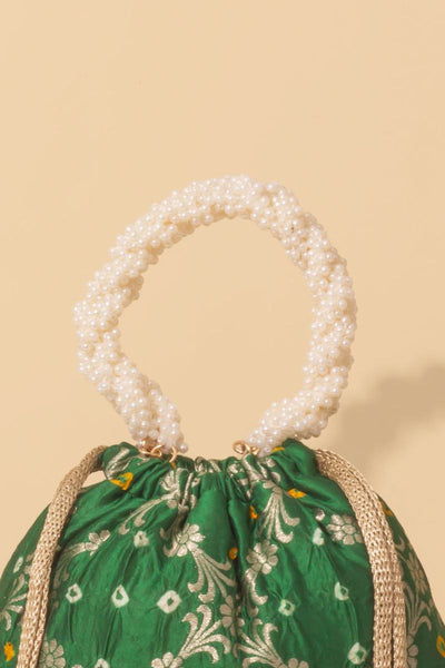 Rumani Bandhani Bucket Bag - Green