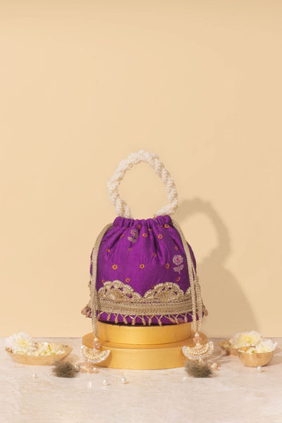 Rumani Bandhani Bucket Bag - Violet