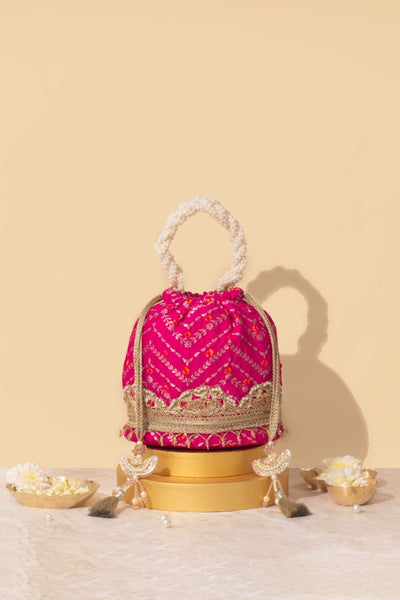 Rumani Bandhani Bucket Bag - Pink