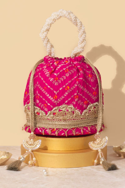 Rumani Bandhani Bucket Bag - Pink