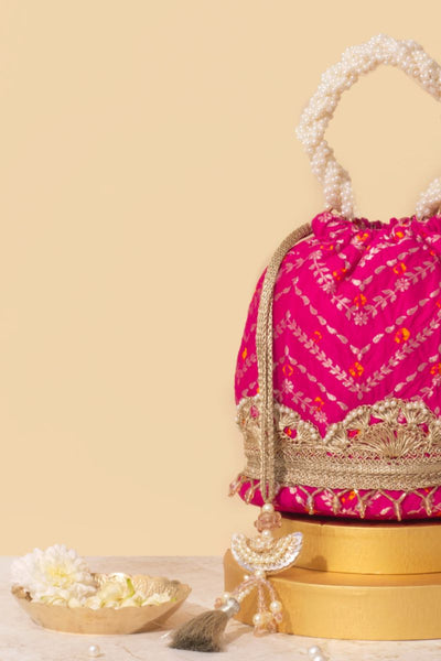 Rumani Bandhani Bucket Bag - Pink