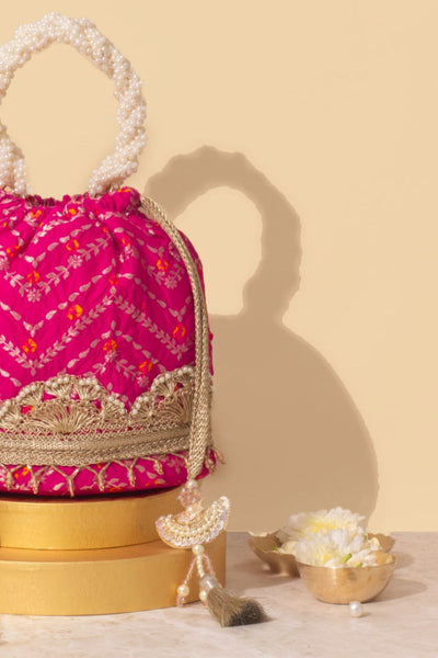 Rumani Bandhani Bucket Bag - Pink