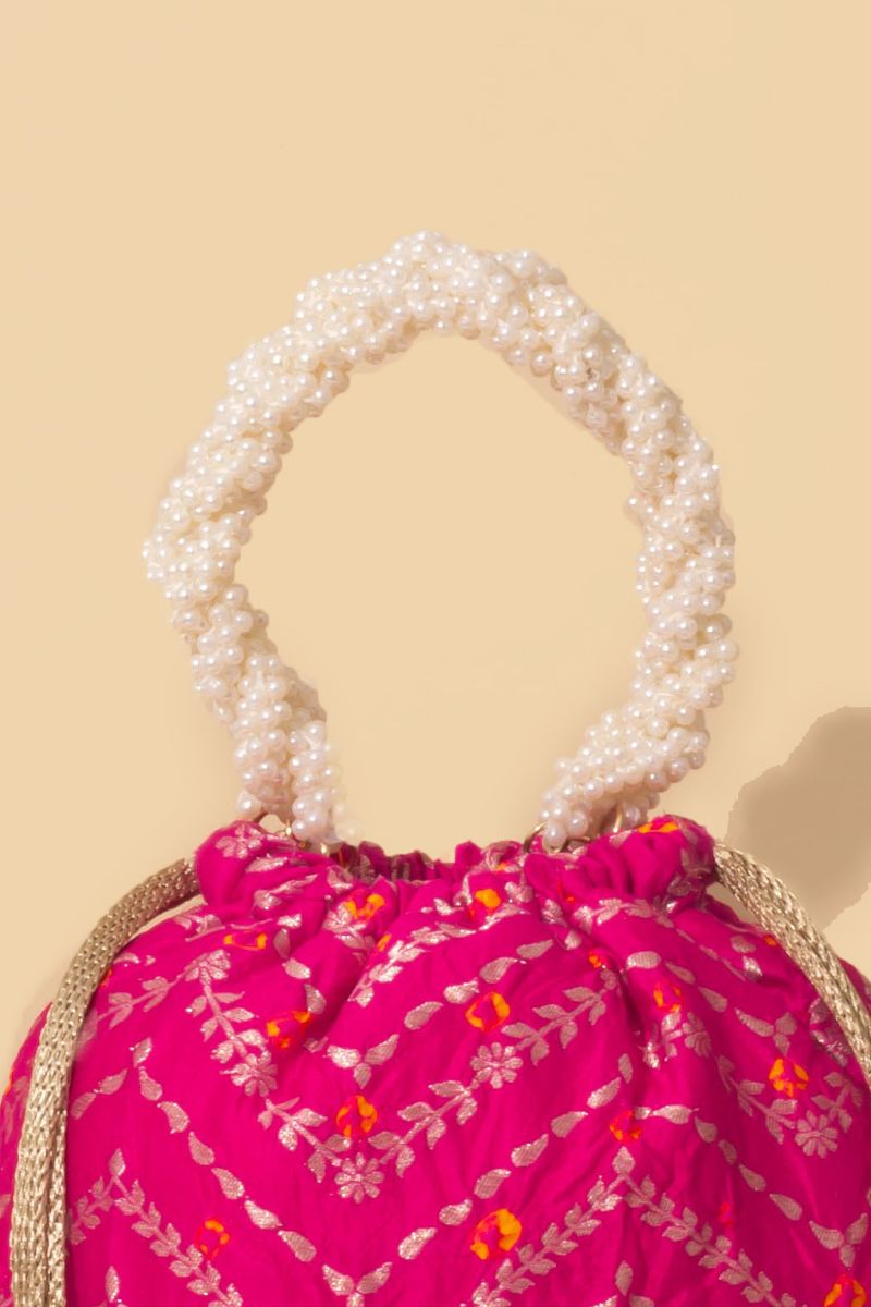 Rumani Bandhani Bucket Bag - Pink