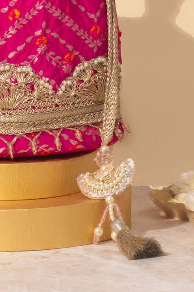 Rumani Bandhani Bucket Bag - Pink