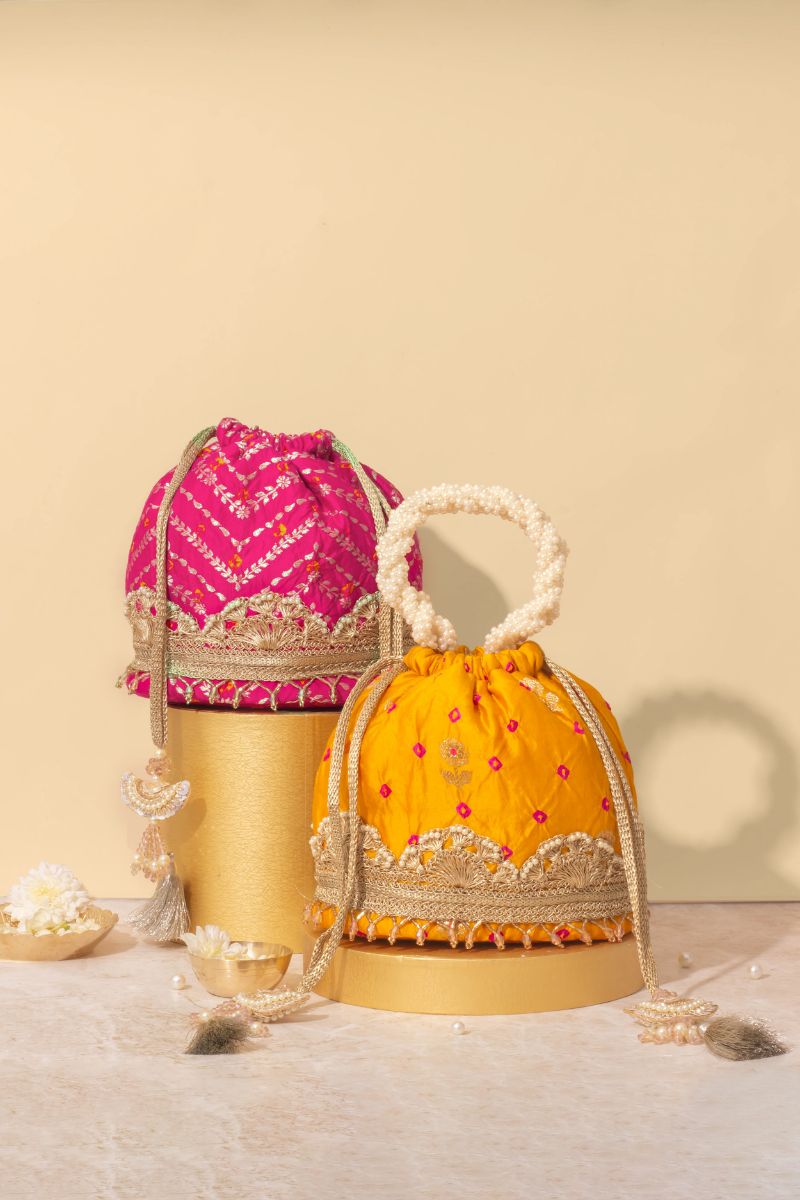 Rumani Bandhani Bucket Bag - Pink