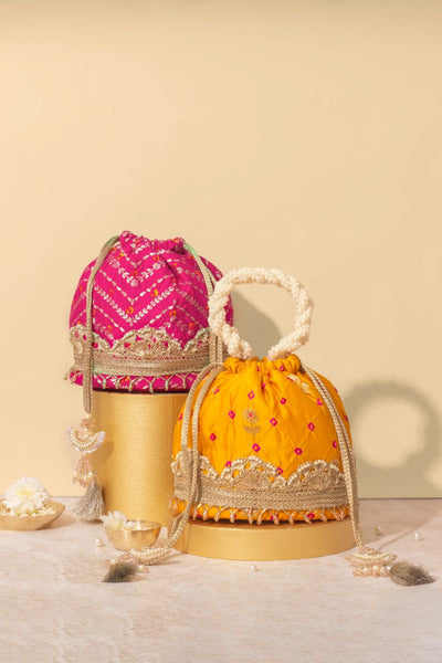 Rumani Bandhani Bucket Bag - Pink