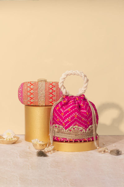 Rumani Bandhani Bucket Bag - Pink