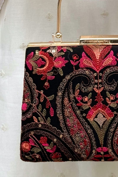 Rumi Embroidered Clutch - Black