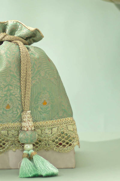 Ruva Silk Potli - Pastel Green