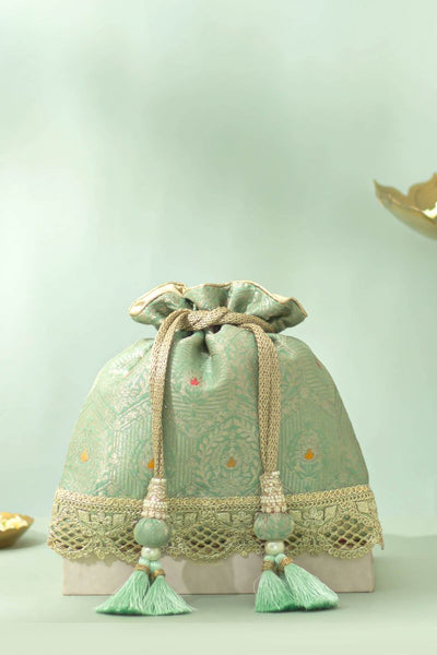 Ruva Silk Potli - Pastel Green