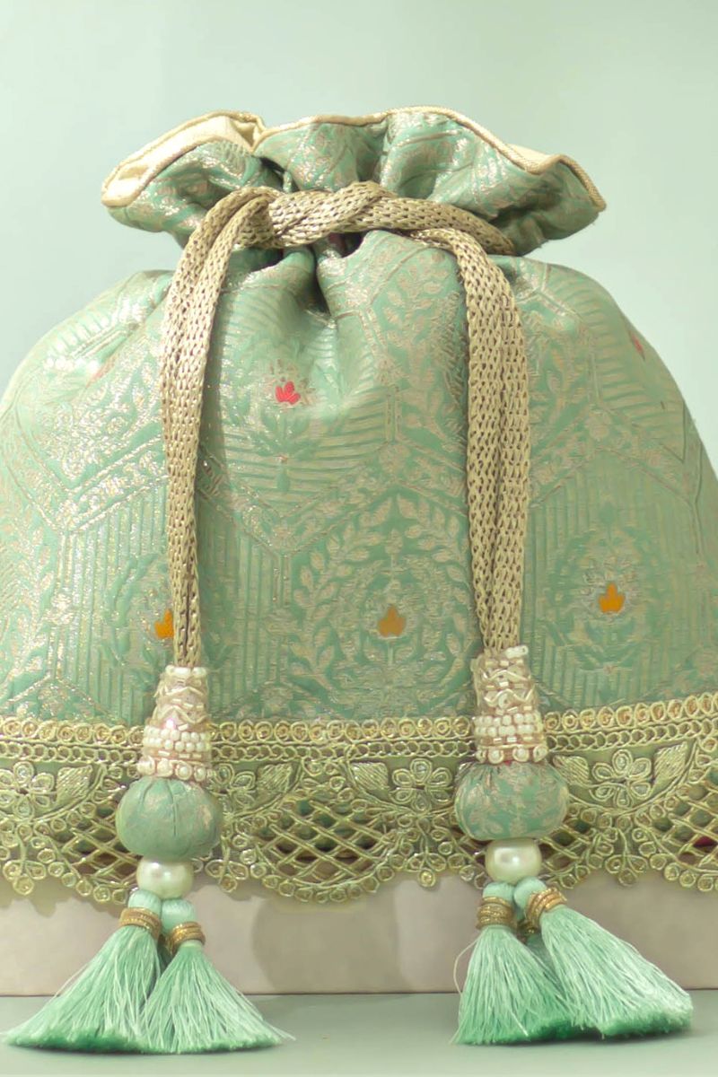 Ruva Silk Potli - Pastel Green