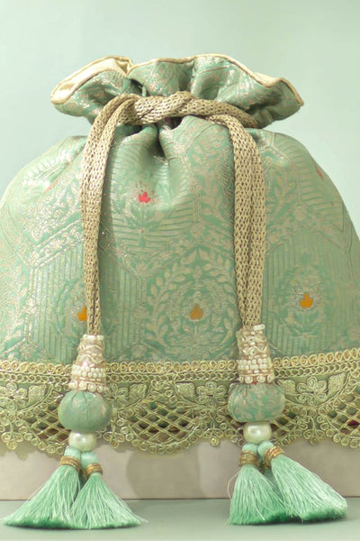 Ruva Silk Potli - Pastel Green