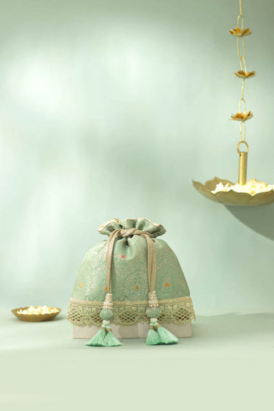 Ruva Silk Potli - Pastel Green
