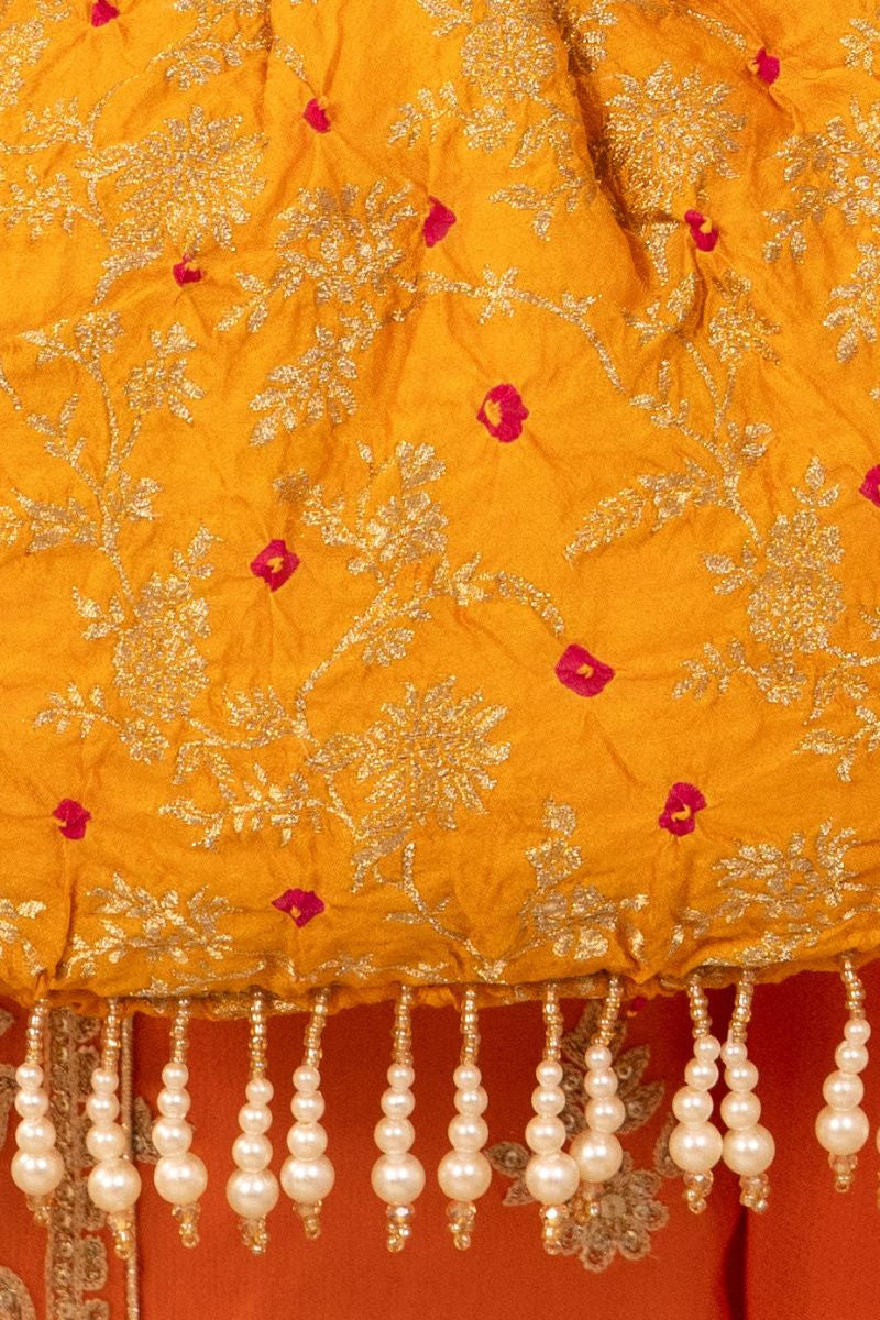 Saanvi Bandhani Vintage Purse - Orange