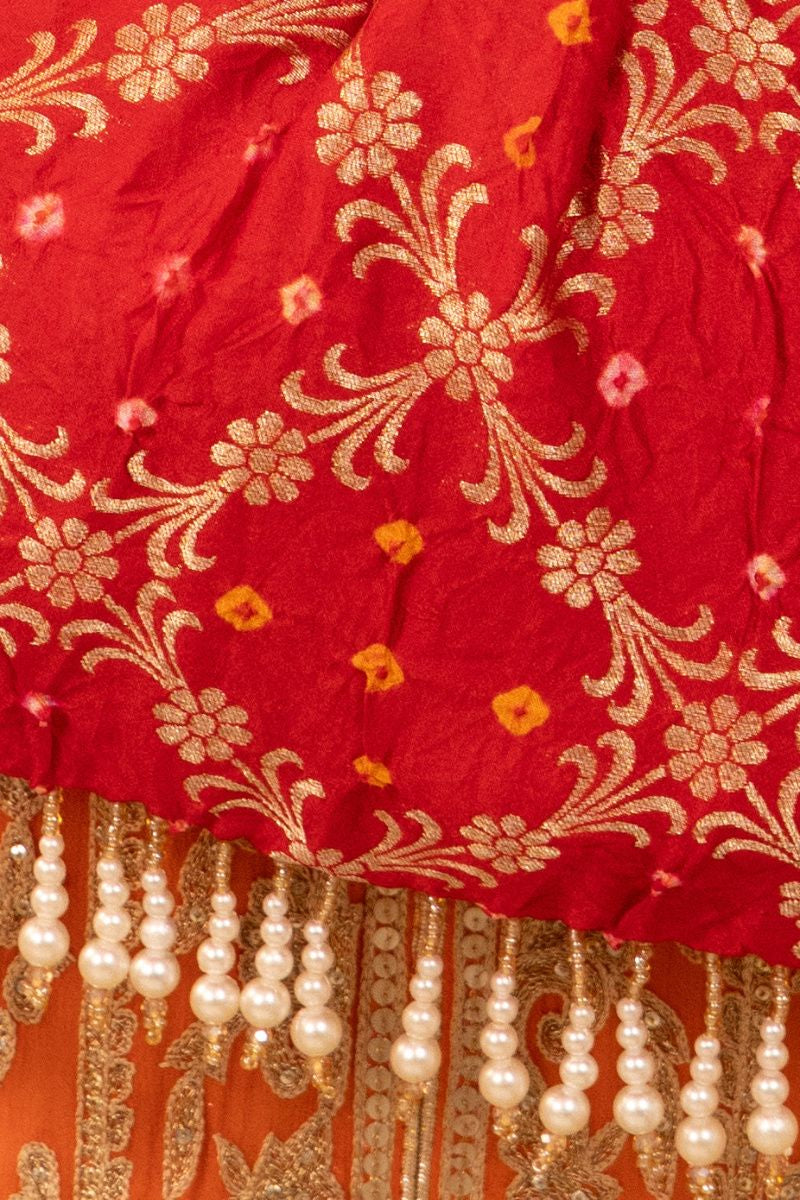 Bandhani pure silk vintage purse - Red