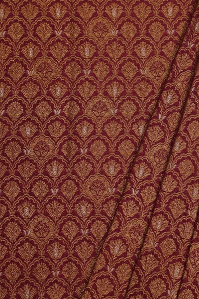 Sohni Handloom Pure Katan Silk Gold Zari Brocade Banarasi Fabric - Violet and Gold