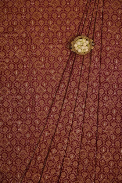 Sohni Handloom Pure Katan Silk Gold Zari Brocade Banarasi Fabric - Violet and Gold