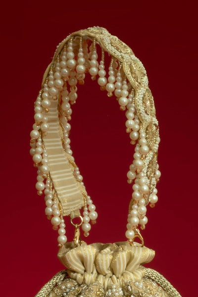 Sajni Pearl Embroidered Mini Potli - Gold