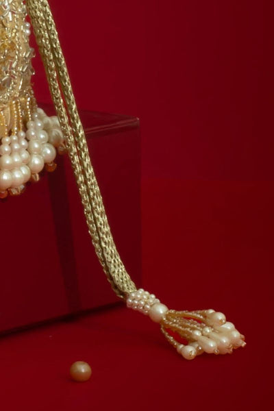 Sajni Pearl Embroidered Mini Potli - Gold