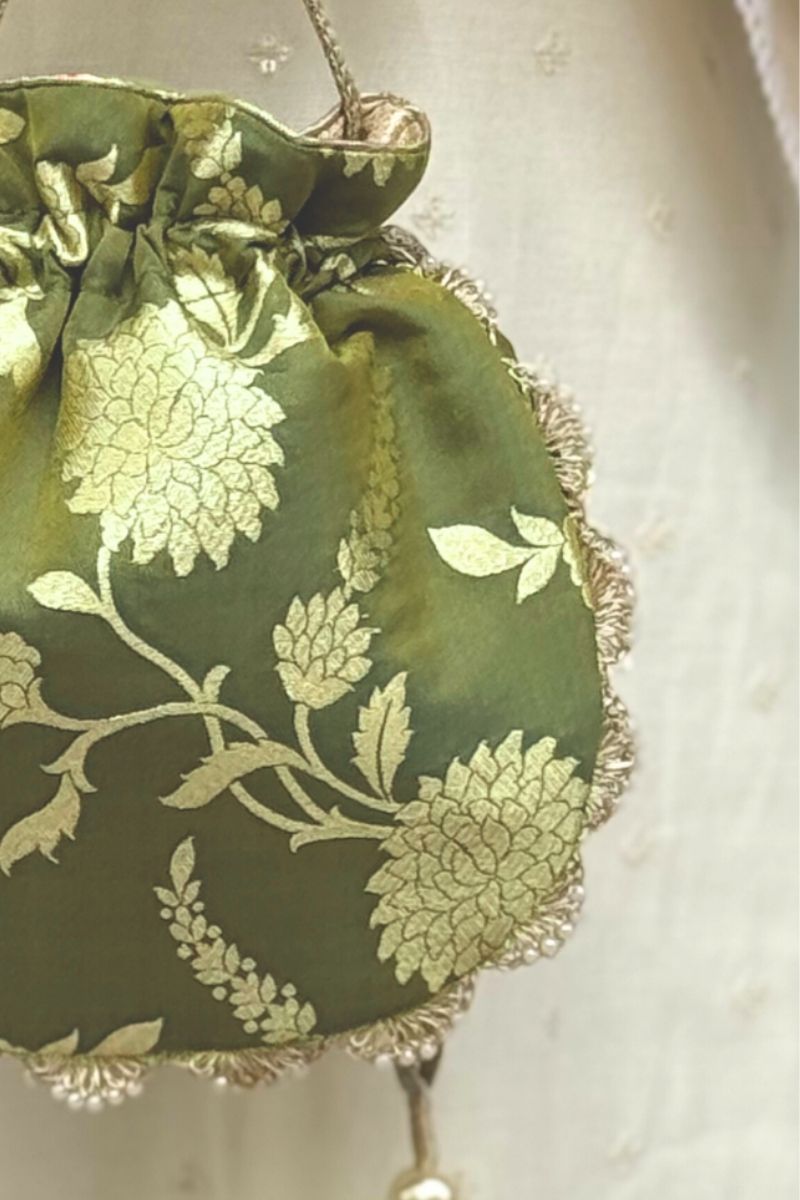 Satrangi Banarasi potli - Green