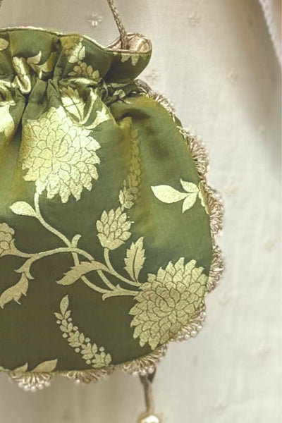 Satrangi Banarasi potli - Green