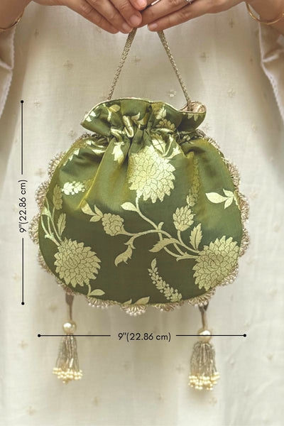 Satrangi Banarasi potli - Green