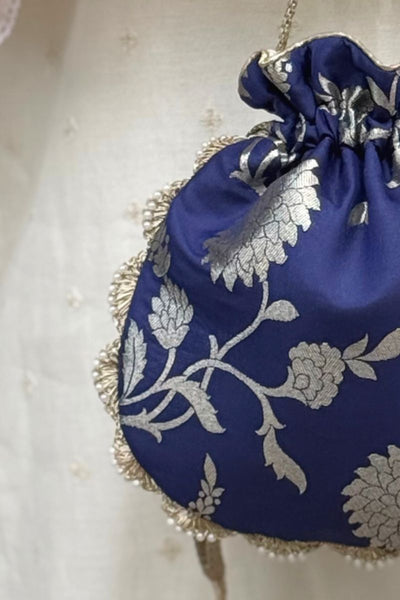 Satrangi Banarasi potli - Navy