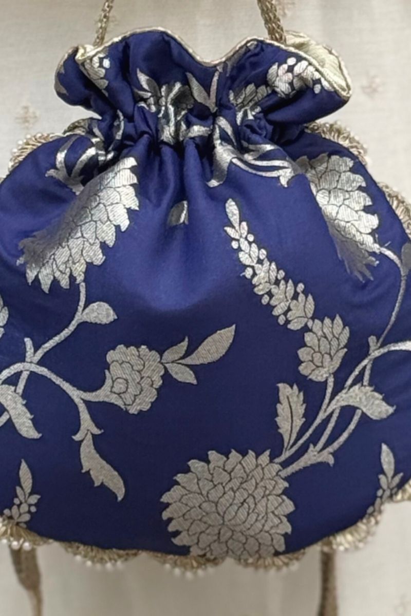 Satrangi Banarasi potli - Navy