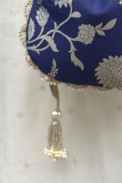 Satrangi Banarasi potli - Navy