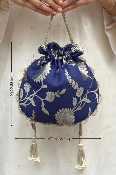 Satrangi Banarasi potli - Navy