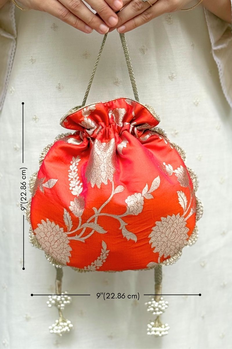 Satrangi Banarasi potli - Orange