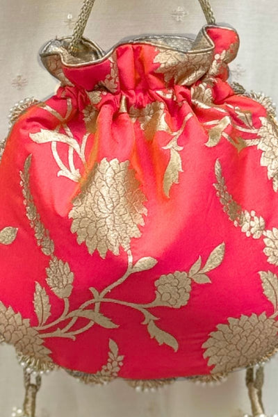 Satrangi Banarasi potli - Coral Pink