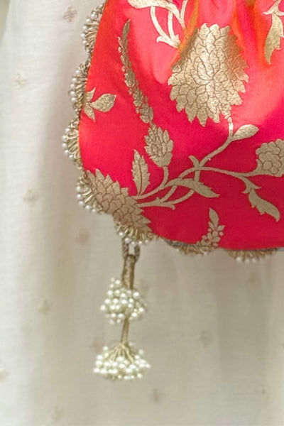 Satrangi Banarasi potli - Coral Pink