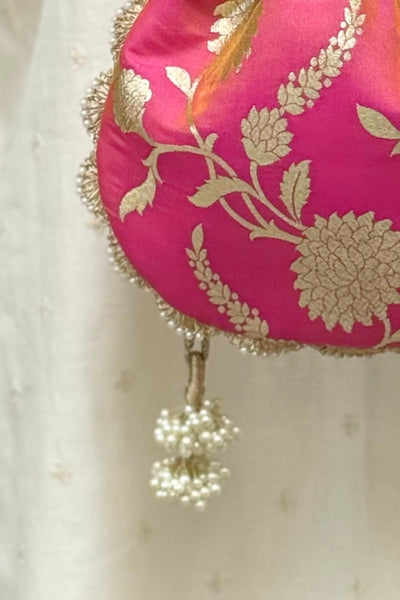 Satrangi Banarasi potli - Rose Pink