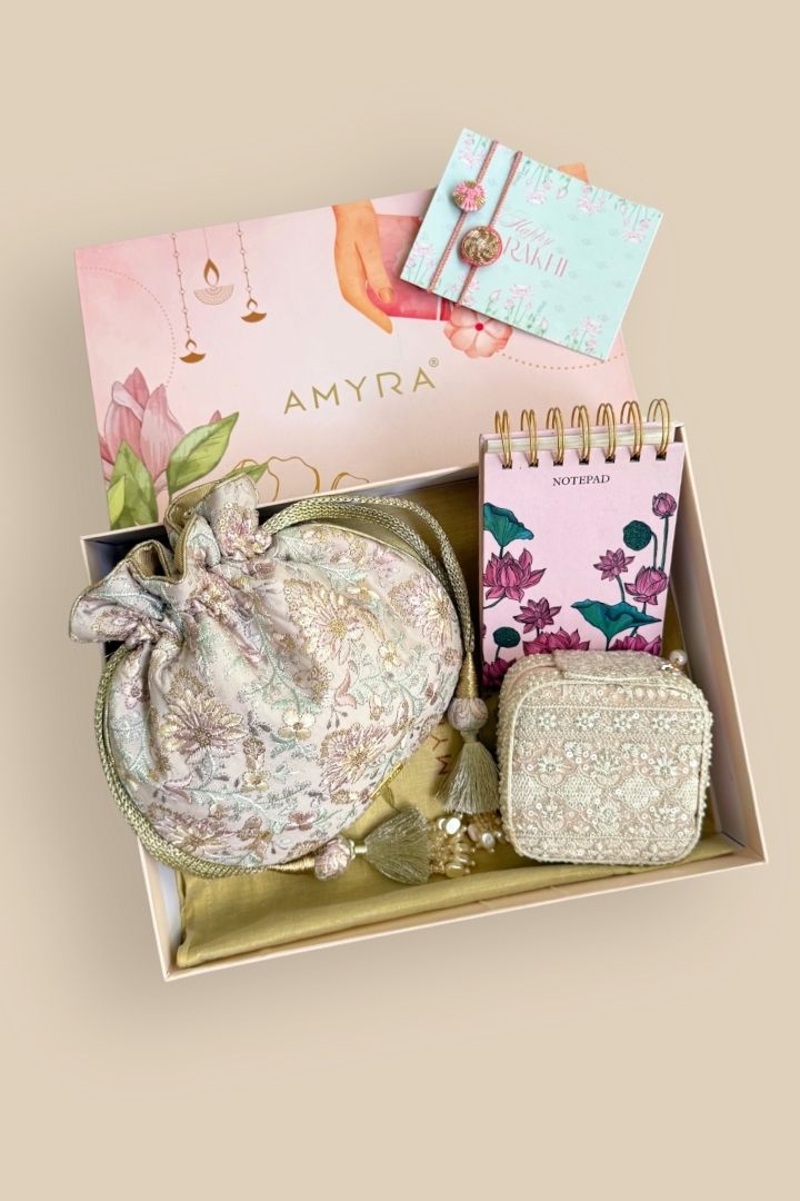 Rakhi Hamper - Saundh Potli - Mauve - Care & Accessory Box