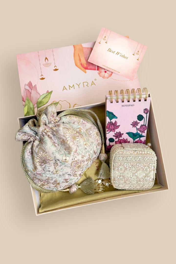 Gift Hamper - Saundh Potli - Mauve - Care & Accessory Box